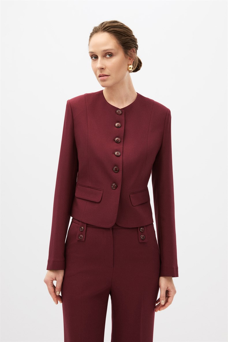 Bordo Ceket Pantolon Takım