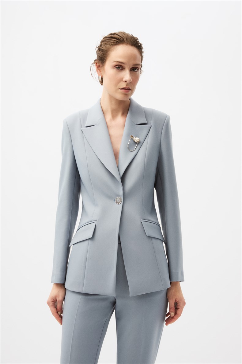 Mavi Blazer Ceket Takım