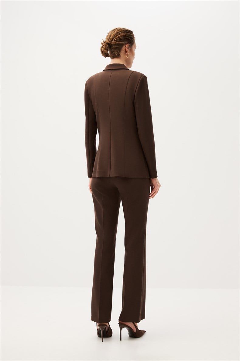 Kahverengi Blazer Ceket Takım