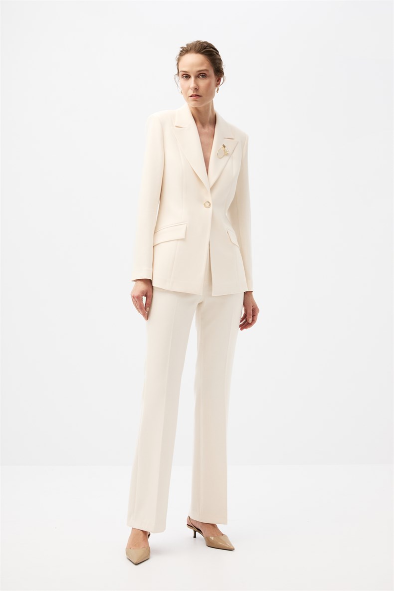 Ekru Blazer Ceket Takım