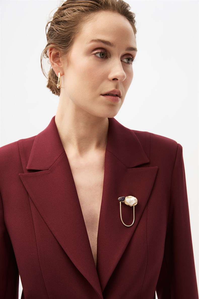 Bordo Blazer Ceket Takım