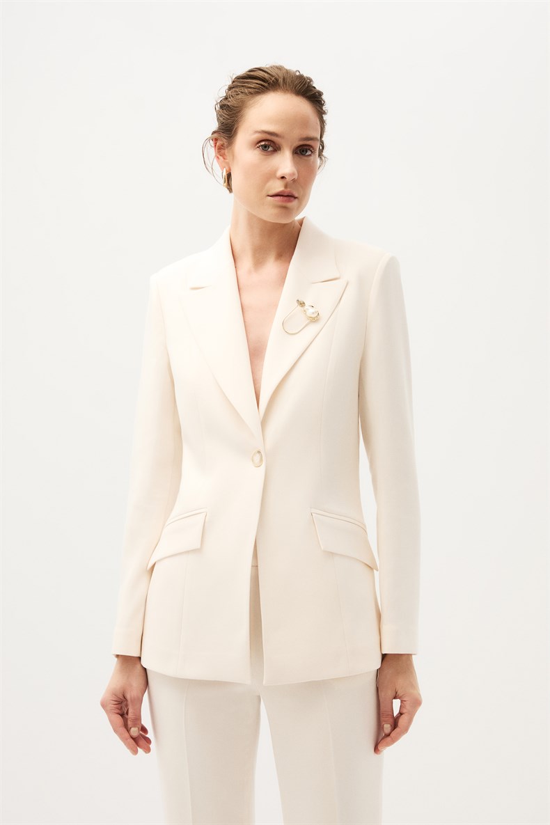 Ekru Blazer Ceket Takım