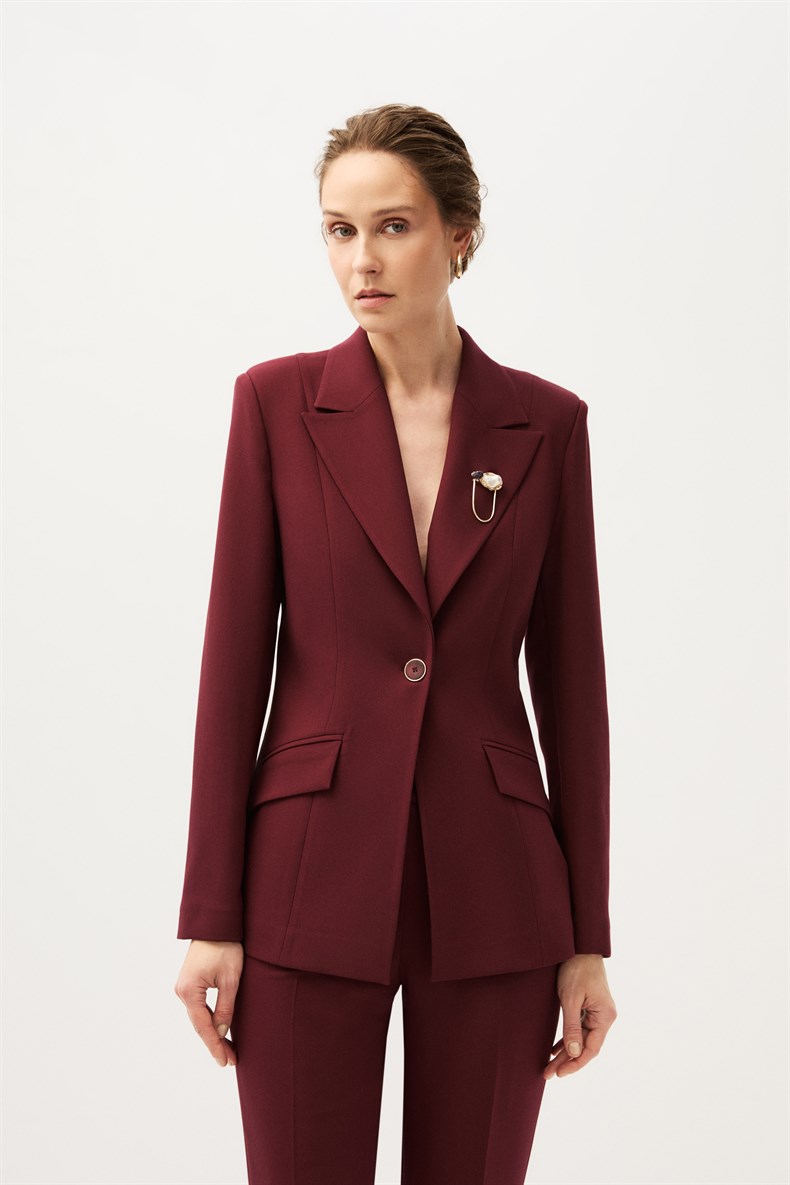 Bordo Blazer Ceket Takım