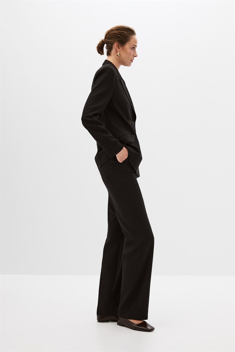 Siyah Kruvaze Blazer Takım