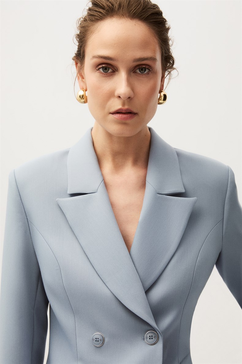 Mavi Kruvaze Blazer Takım
