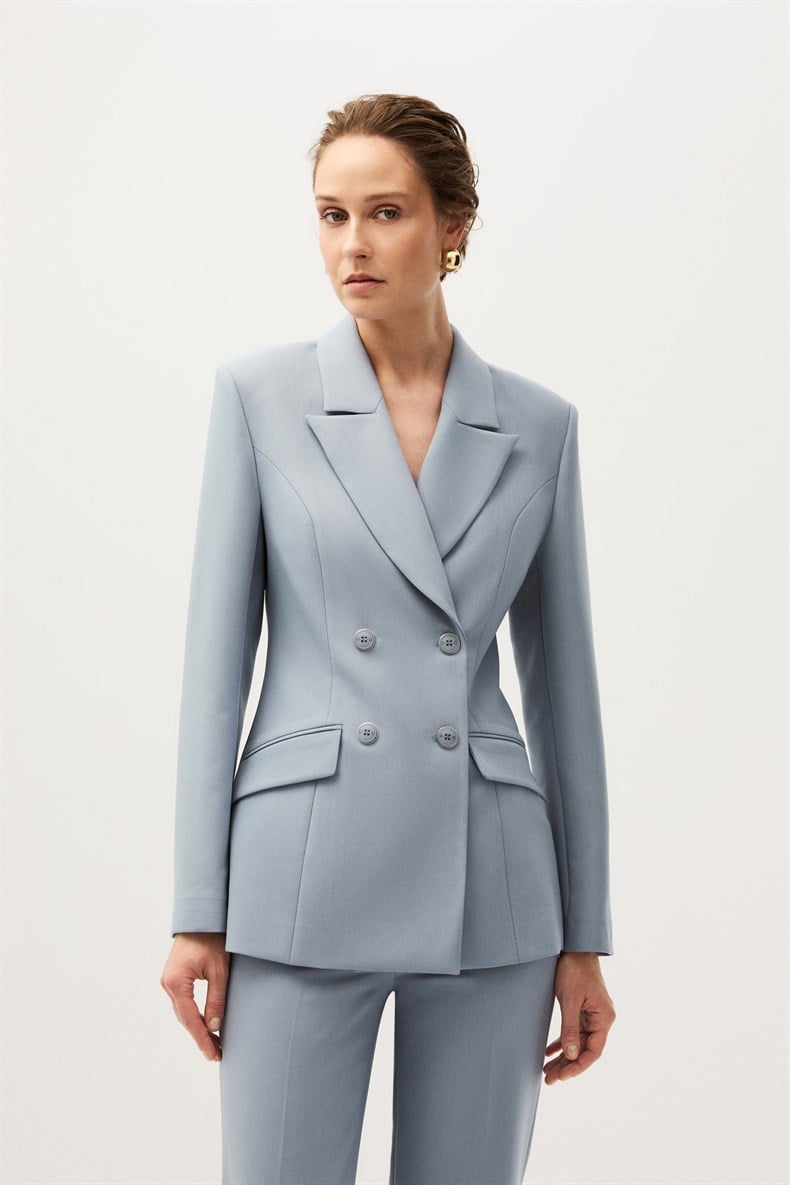 Mavi Kruvaze Blazer Takım