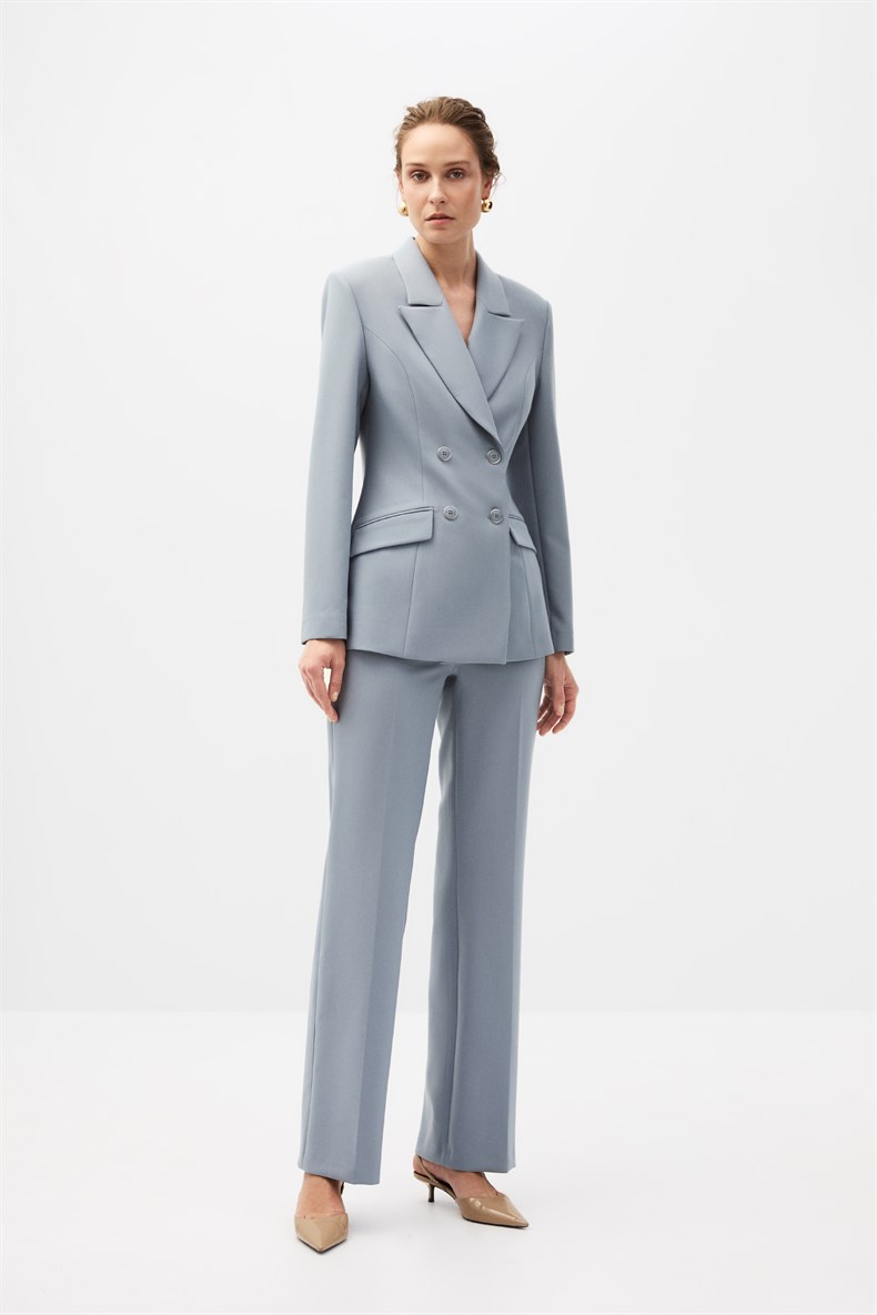 Mavi Kruvaze Blazer Takım