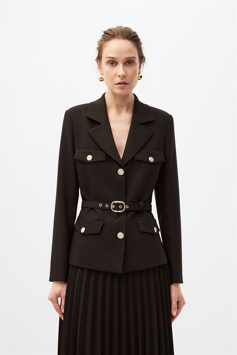 Siyah Etekli Blazer Takım