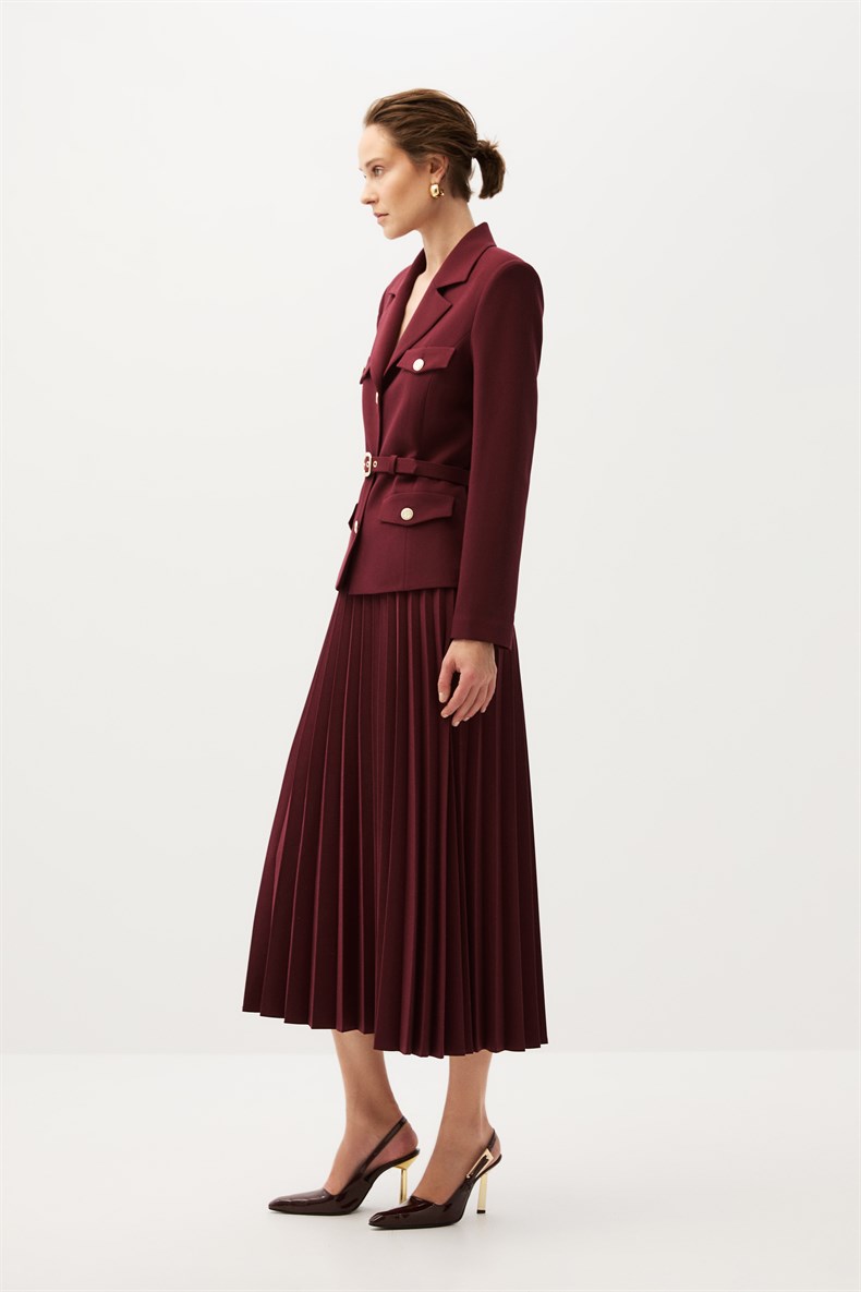 Bordo Etekli Blazer Takım