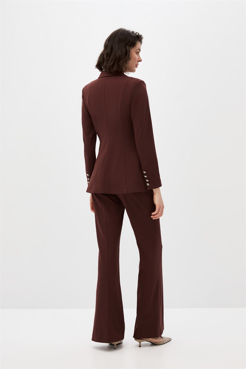Kahverengi Blazer Ceket Takım
