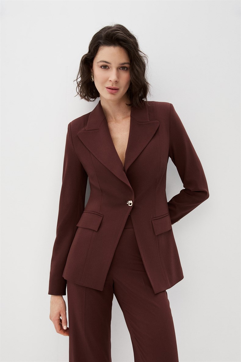 Kahverengi Blazer Ceket Takım