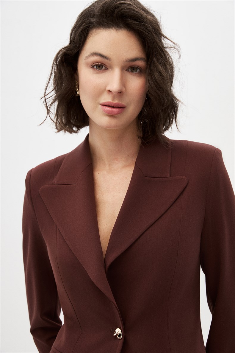 Kahverengi Blazer Ceket Takım