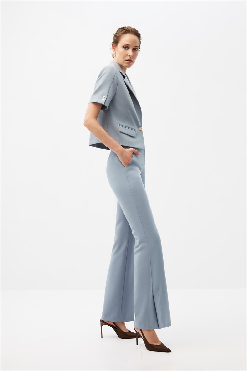 Mavi Kısa Kol Ceket Takım