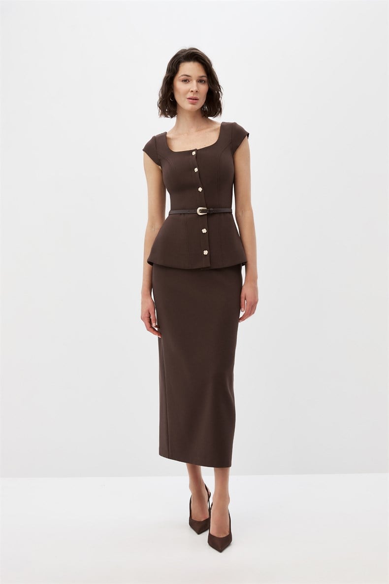 Dikişli Büstiyer Etek Takım