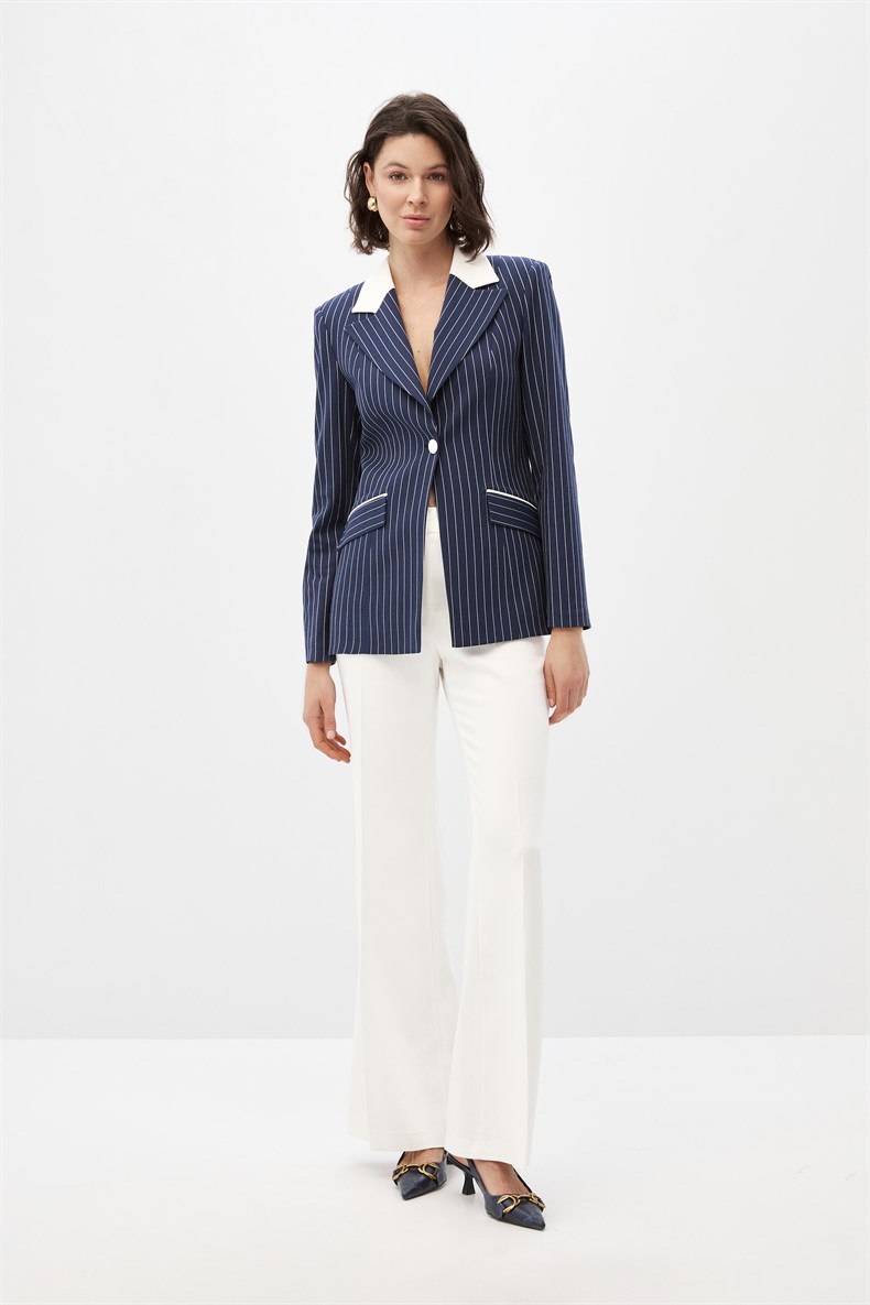 Çizgili Blazer Takım