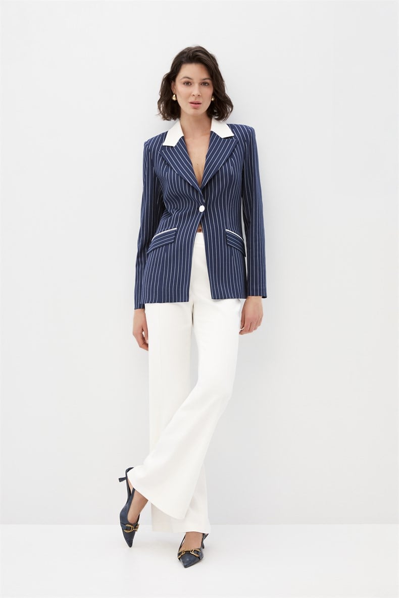 Çizgili Blazer Takım