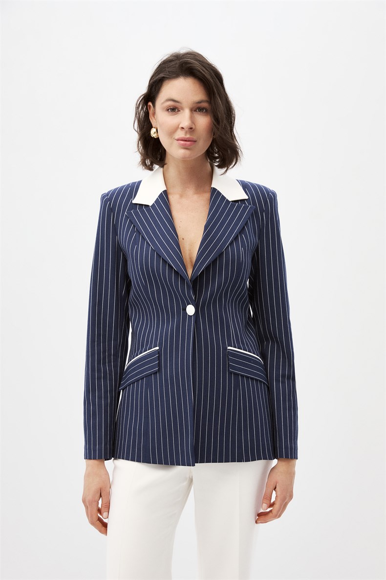 Çizgili Blazer Takım