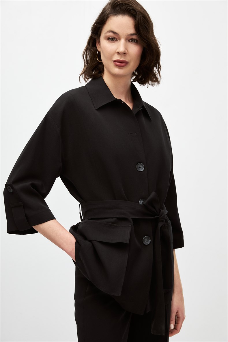 Kuşaklı Ceket Takım