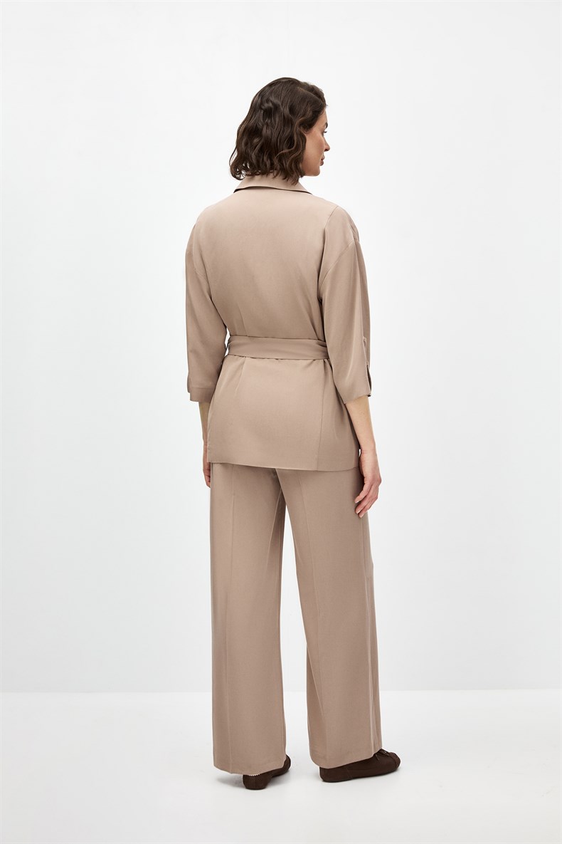 Kuşaklı Ceket Takım