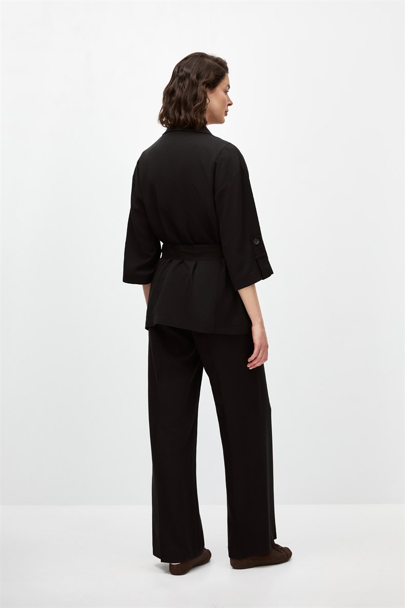 Kuşaklı Ceket Takım