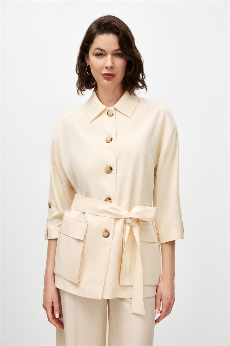 Kuşaklı Ceket Takım