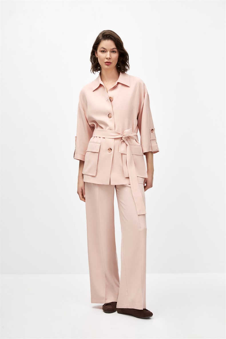 Kuşaklı Ceket Takım