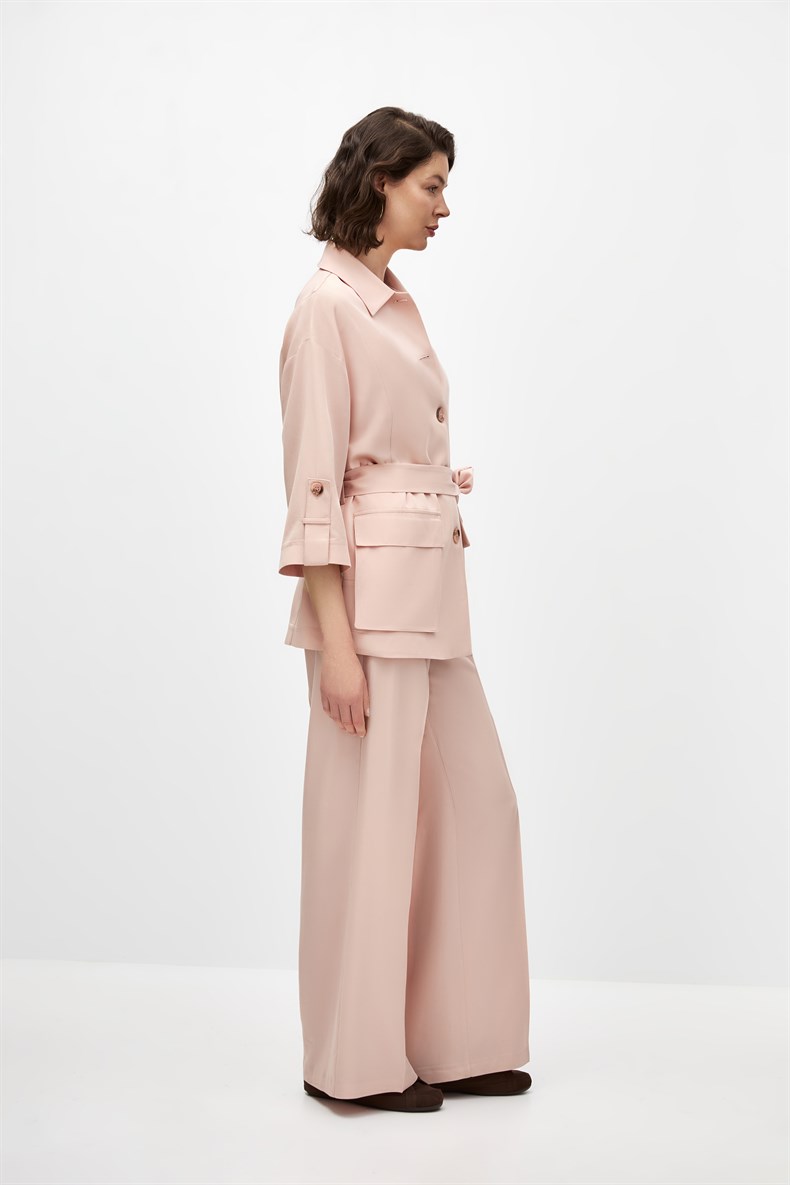 Kuşaklı Ceket Takım