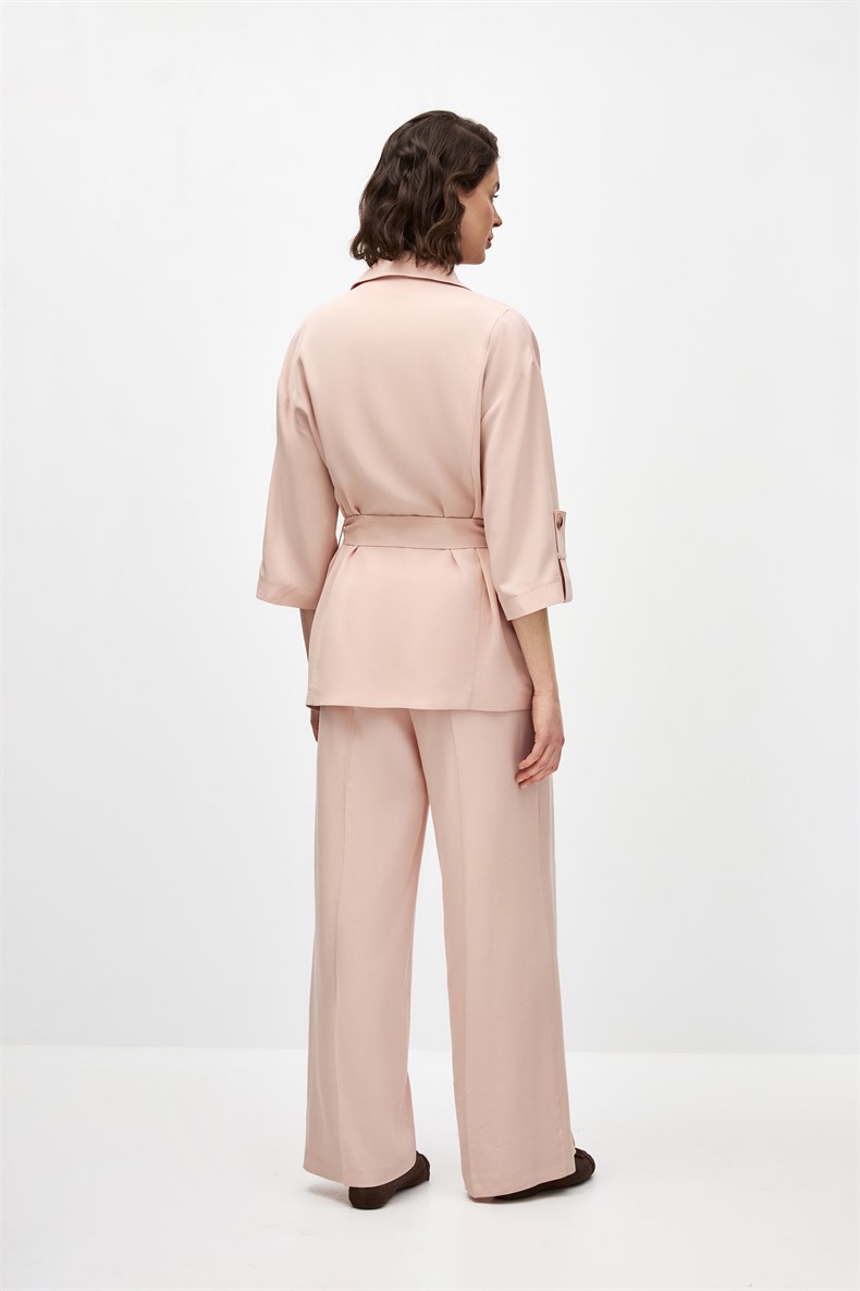 Kuşaklı Ceket Takım