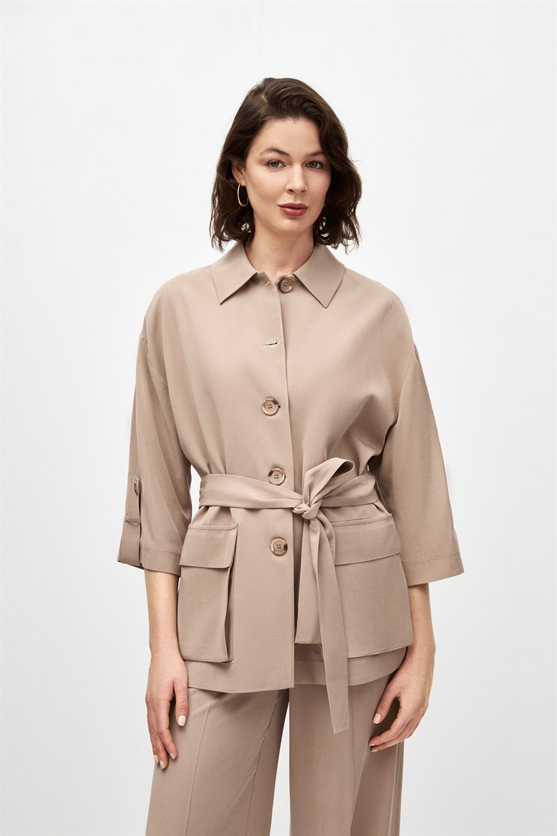 Kuşaklı Ceket Takım