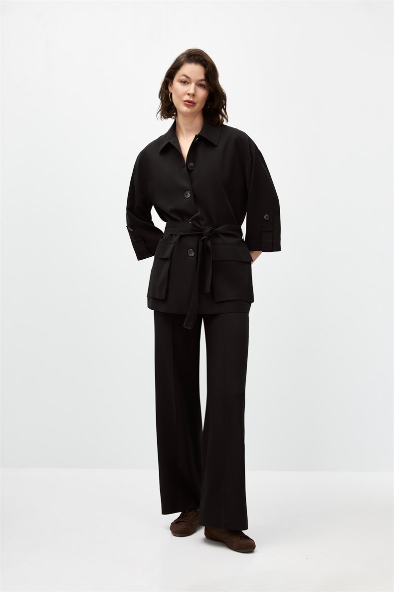 Kuşaklı Ceket Takım