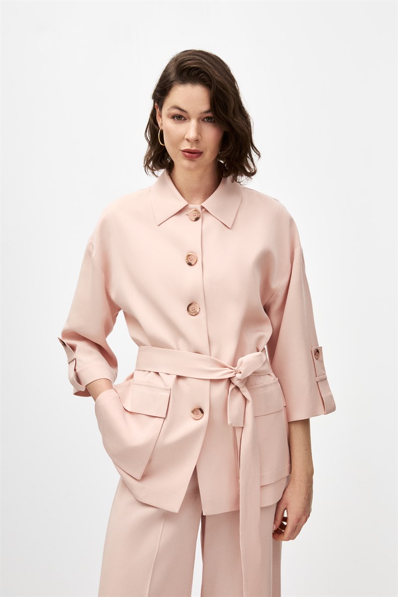 Kuşaklı Ceket Takım