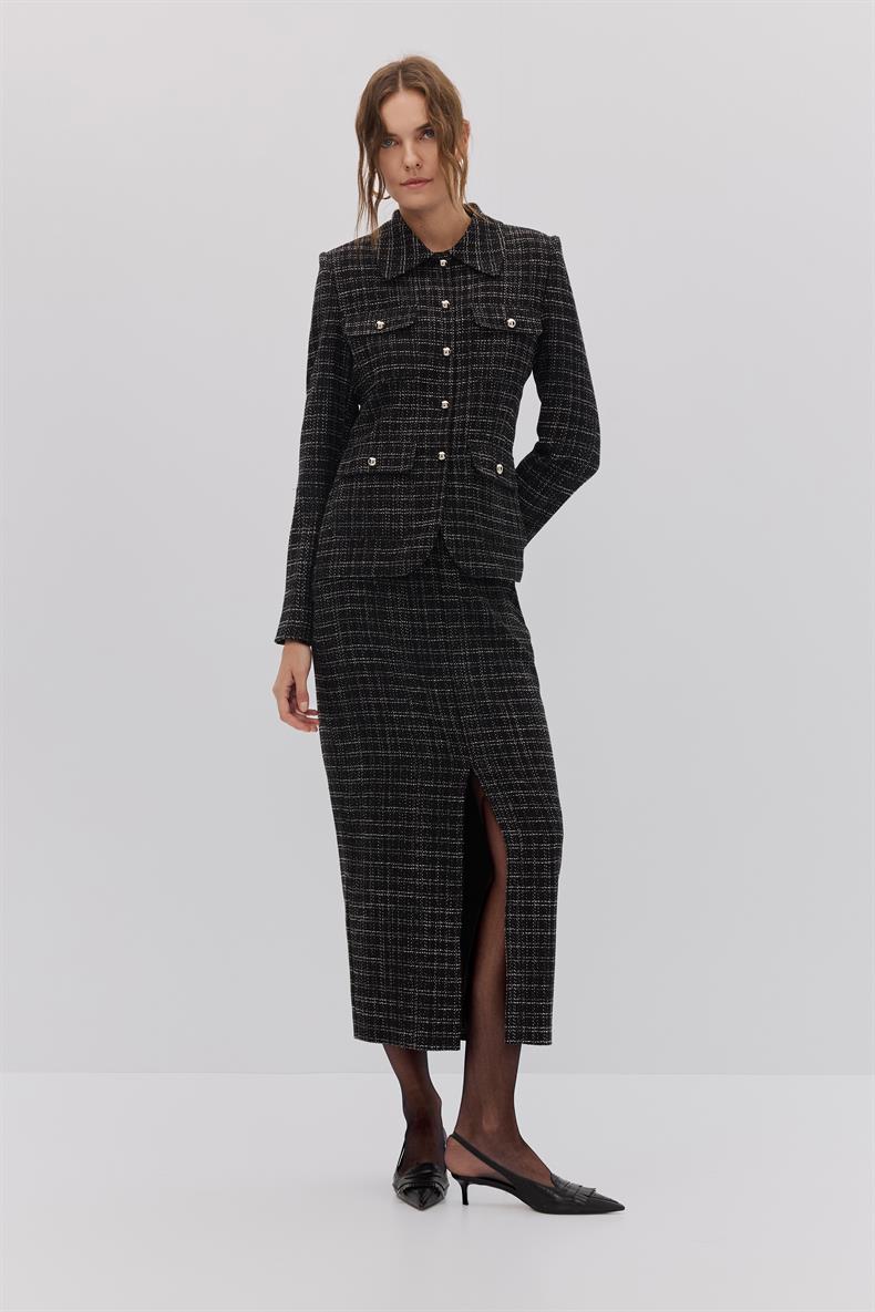 4 CEPLİ EKOSE BLAZER ETEK TAKIM