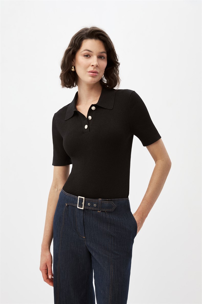 Siyah Polo Yaka Triko