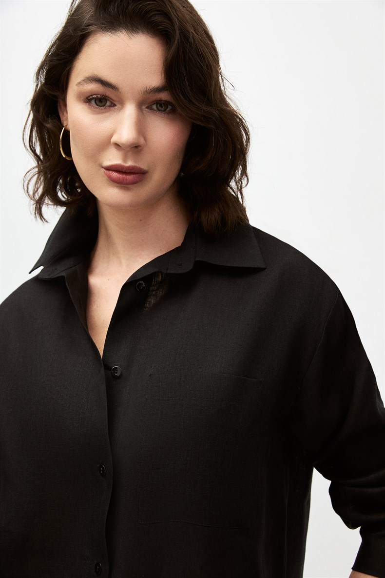 Keten Oversize Gömlek
