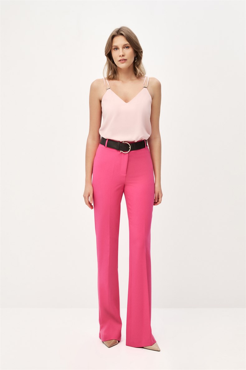 Pembe Flare Paça Pantolon