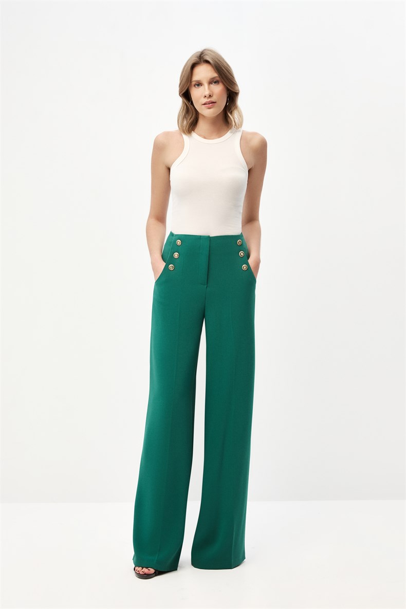 Yeşil Düğmeli Pantolon