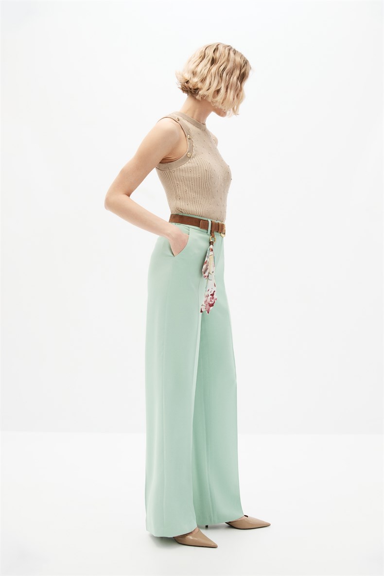 Mint Kemerli Pantolon