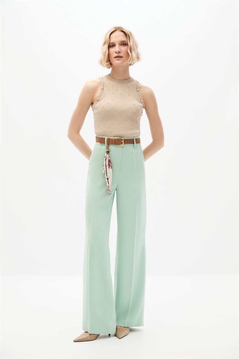 Mint Kemerli Pantolon