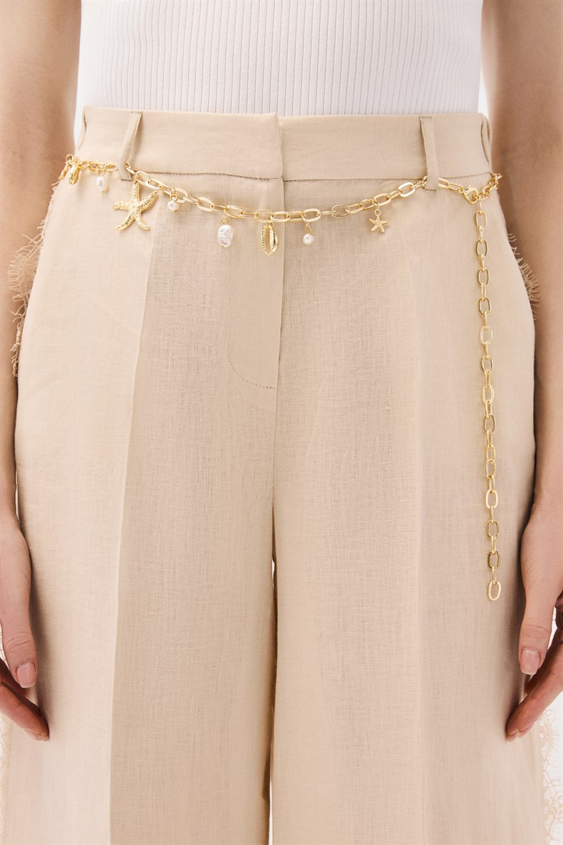 Dantelli Keten Pantolon