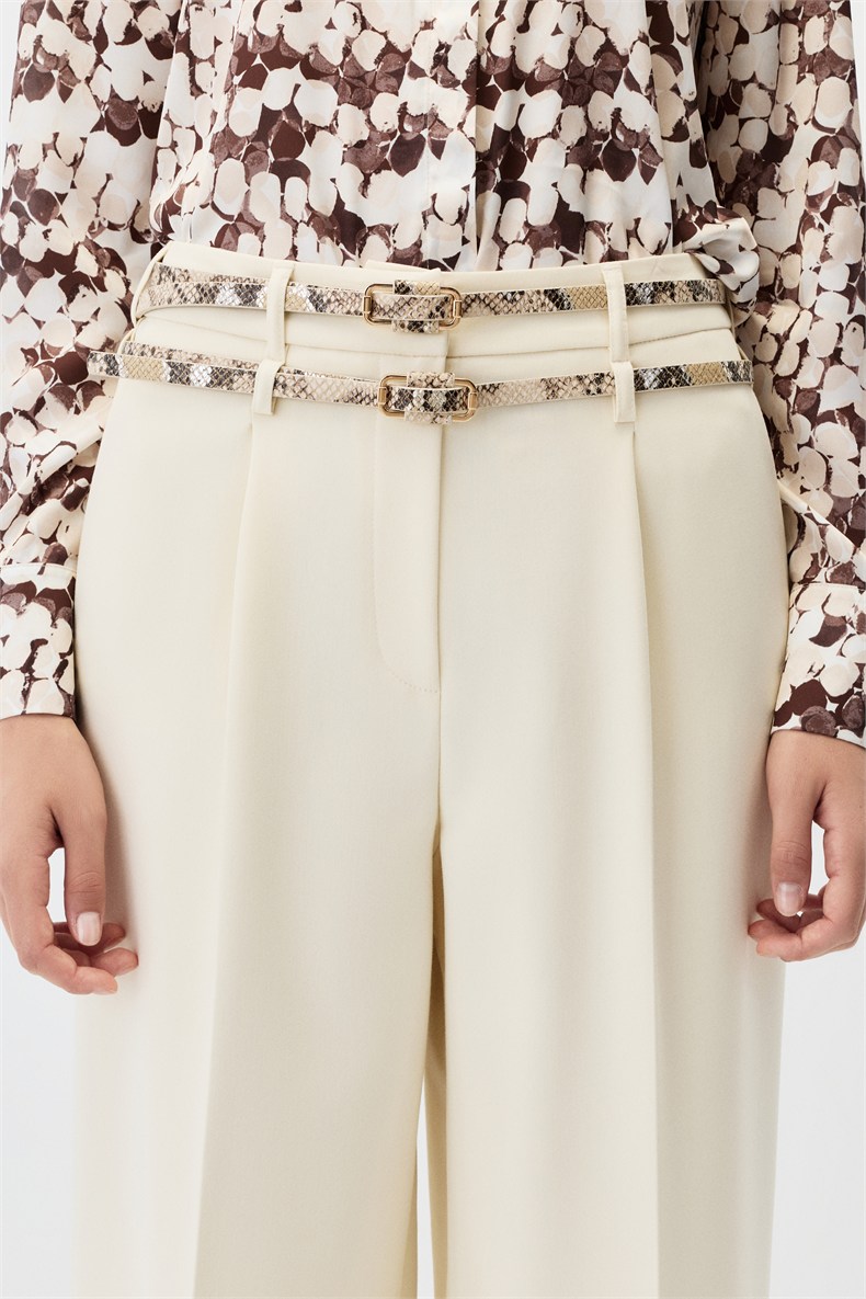 Çift kemerli pantolon