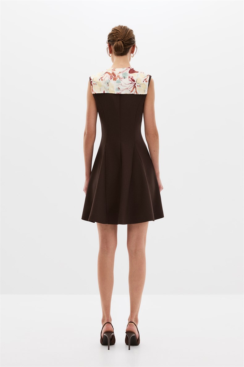 Kahverengi Kruvaze Elbise
