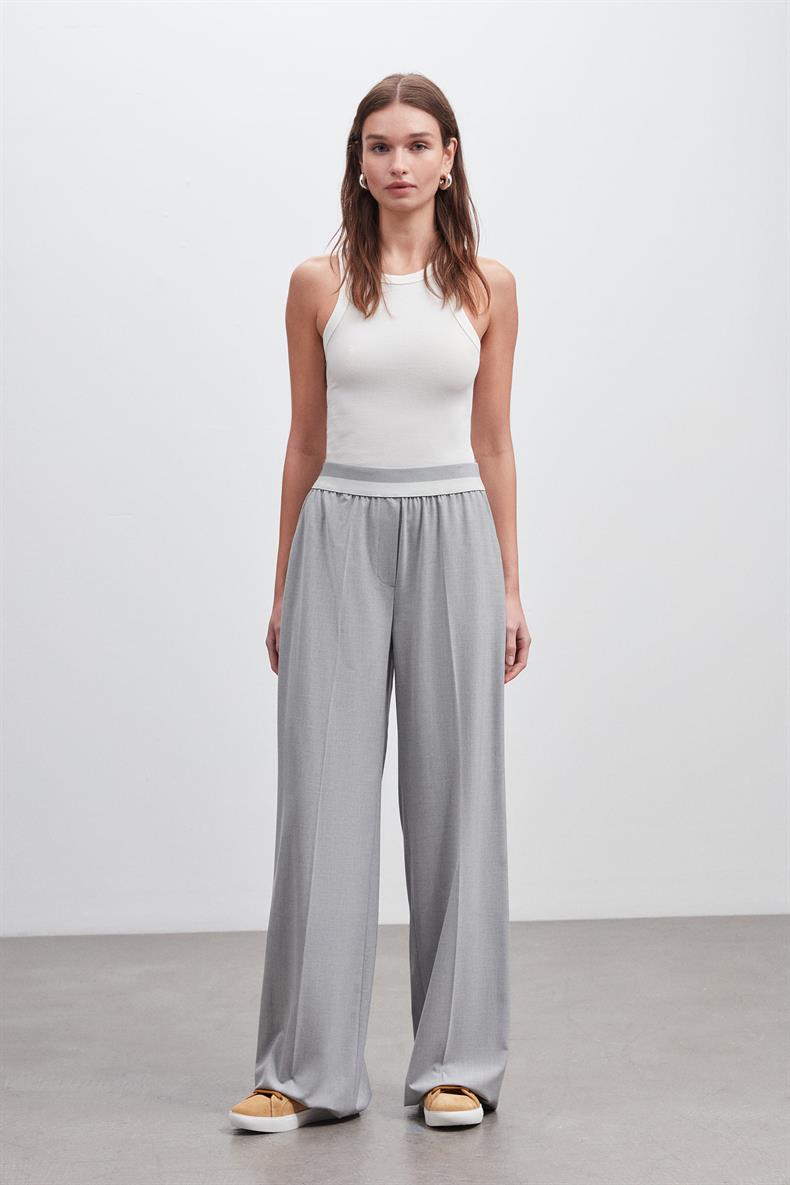 BEL LASTİK AKSESUARLI WIDE LEG PANTOLON