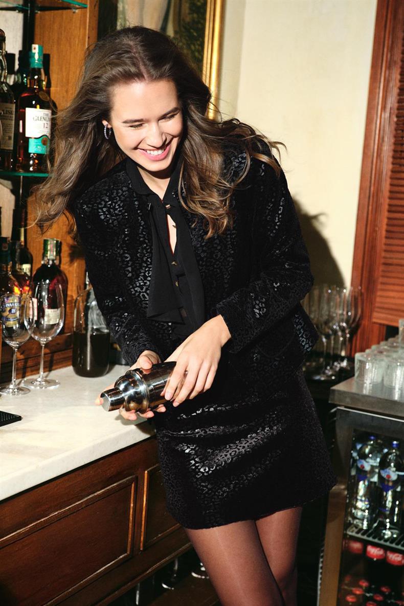 Desenli kadife blazer takım