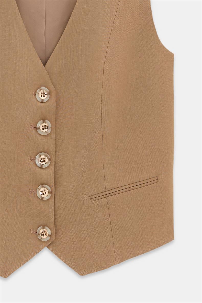 DÜĞMELİ V YAKA YELEK PANTOLON TAKIM