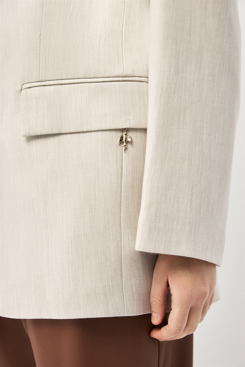 Bej Oversize Blazer Ceket