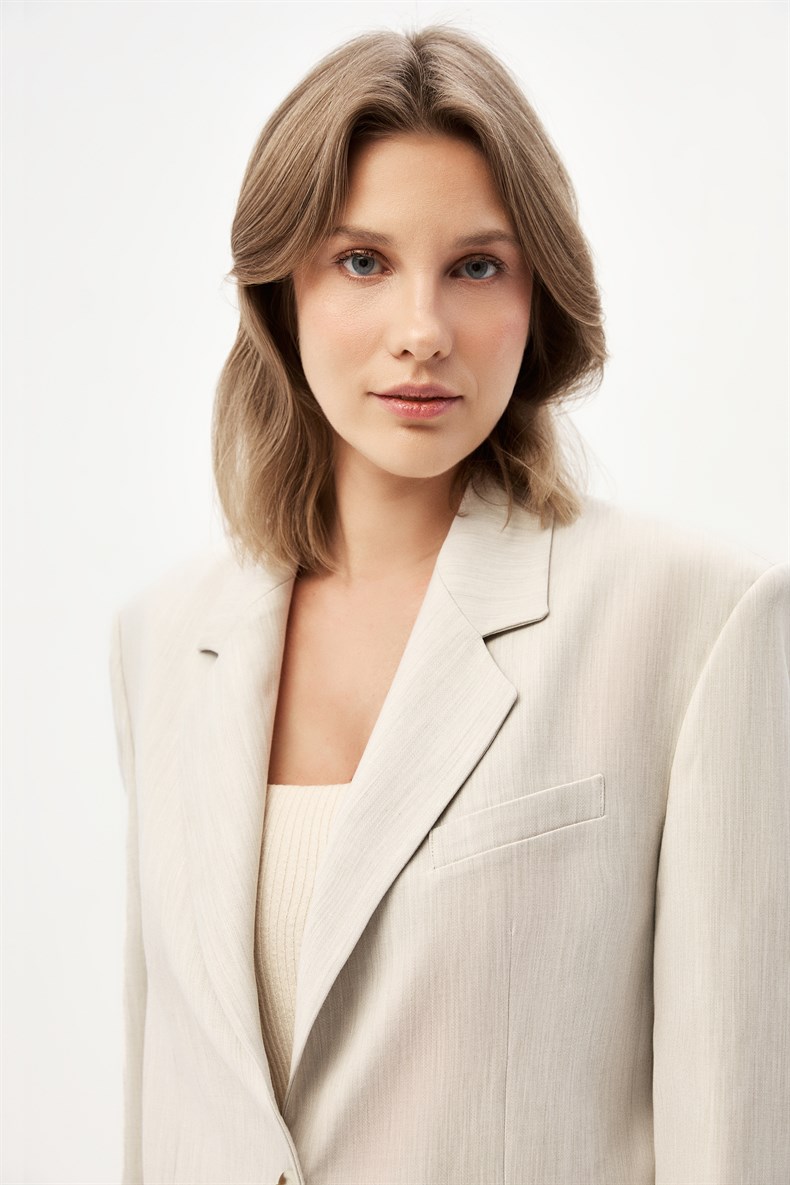 Bej Oversize Blazer Ceket