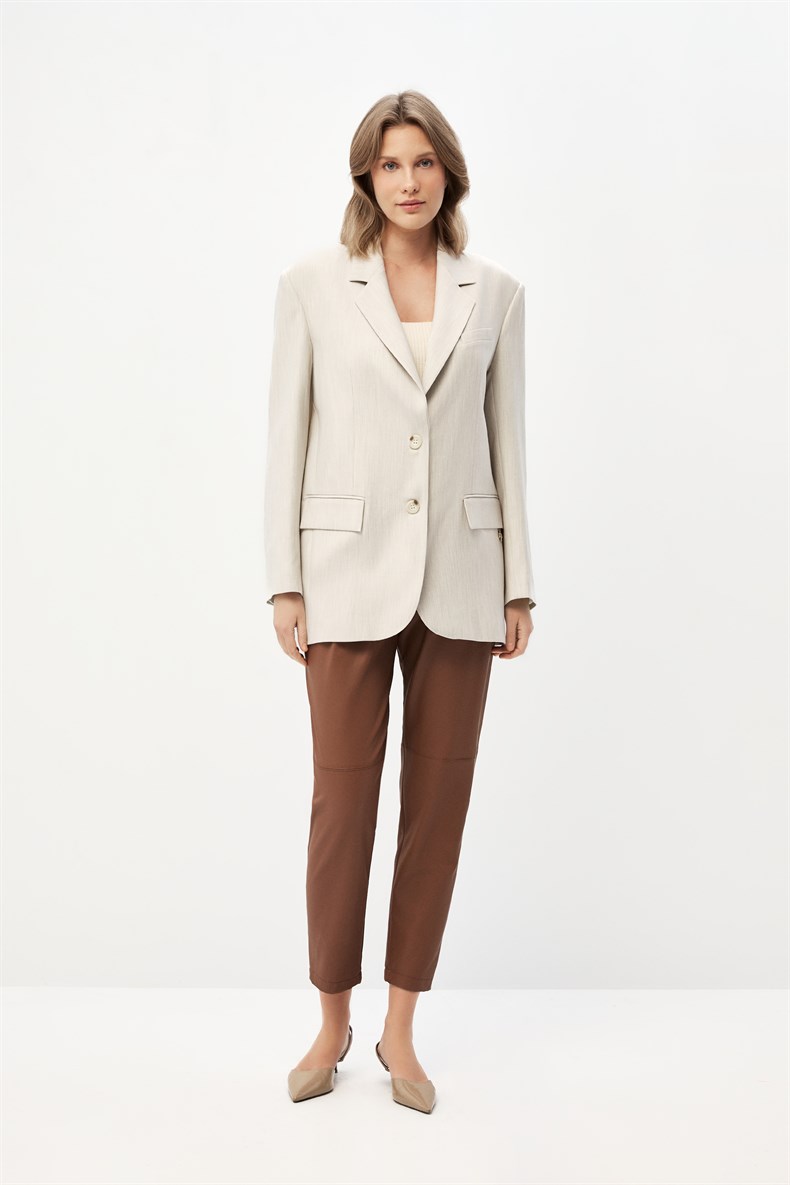 Bej Oversize Blazer Ceket