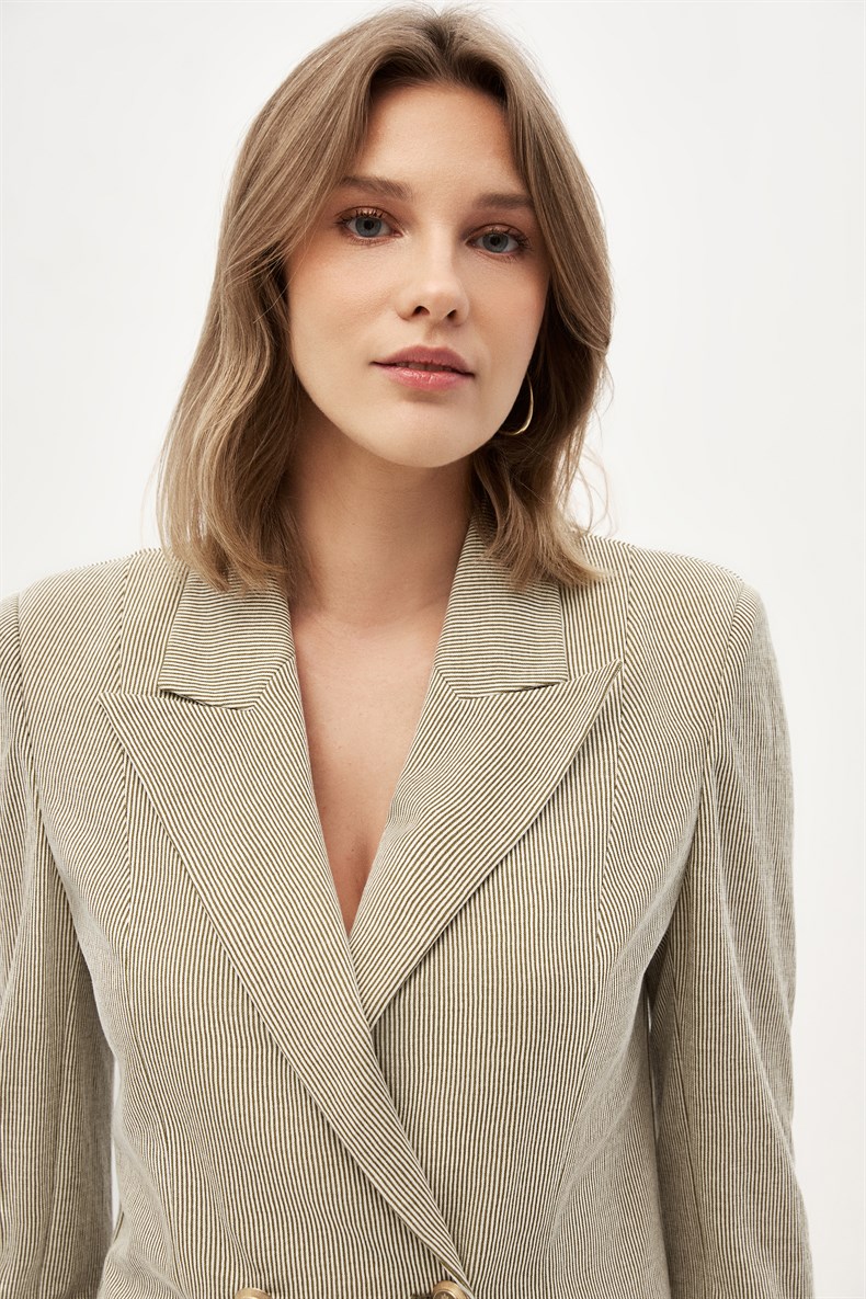 Çizgili Blazer Takım