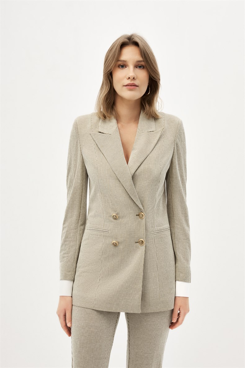 Çizgili Blazer Takım