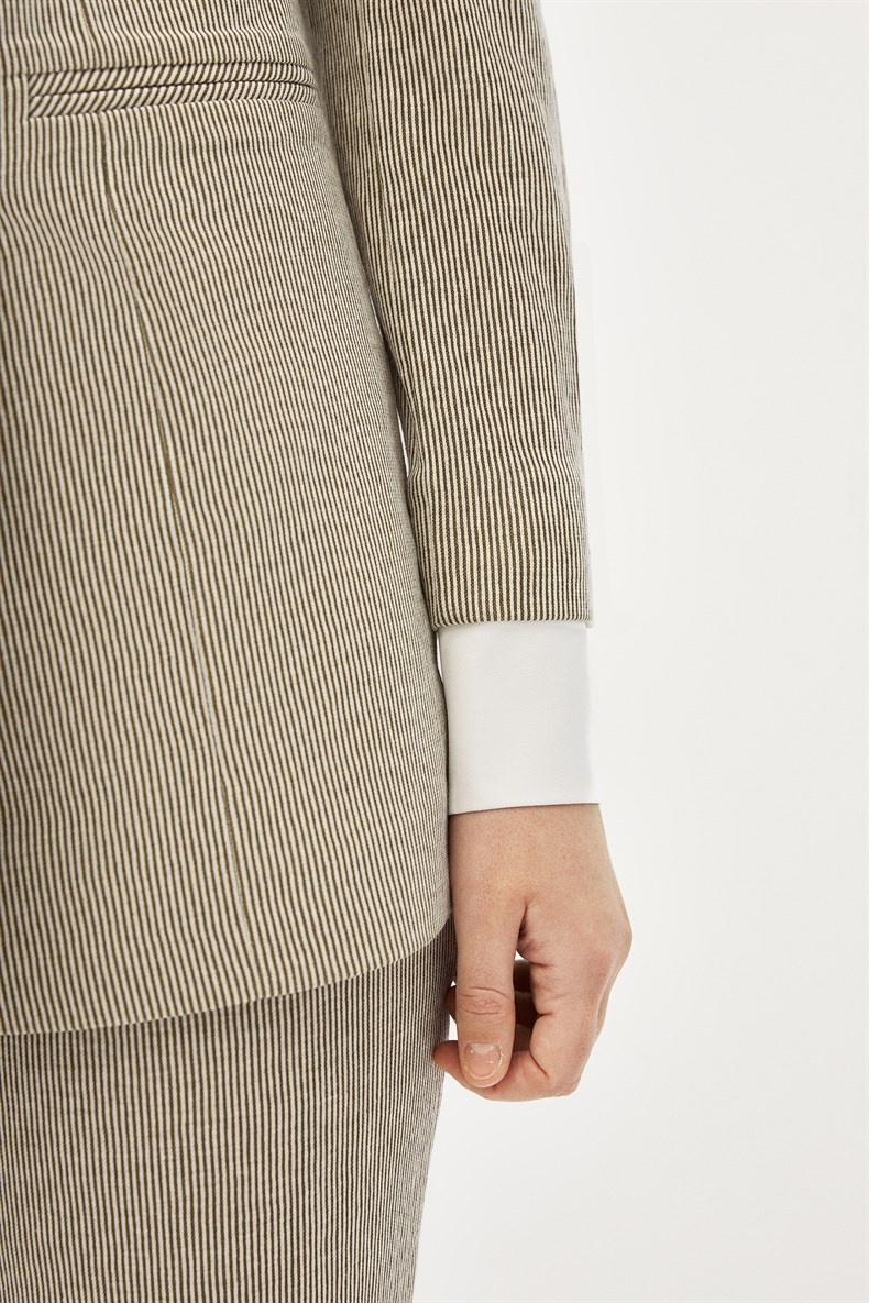 Çizgili Blazer Takım